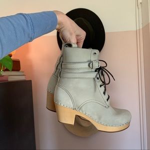 Swedish Hasbeens - Combat Lace-up Boots - Dove Grey